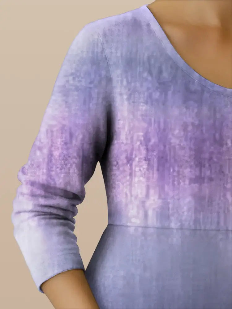 Women’s Purple Flowers Gradient Print Alzheimer’s Awareness Support Dress