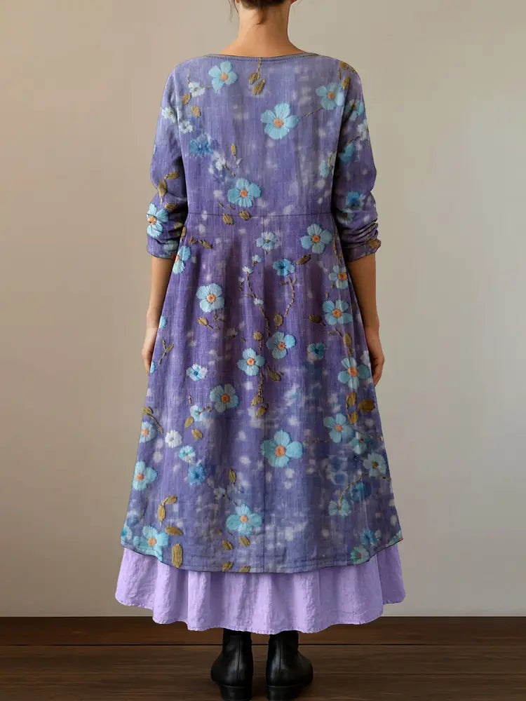 Women’s Purple Forget Me Not Print Alzheimer’s Awareness Dress
