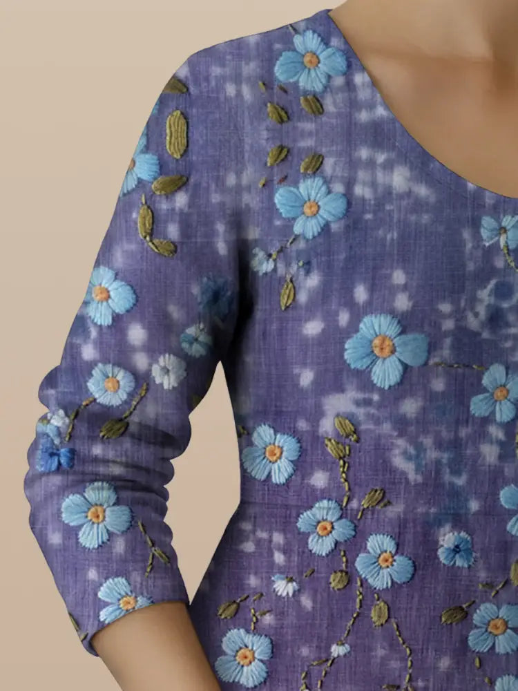 Women’s Purple Forget Me Not Print Alzheimer’s Awareness Dress