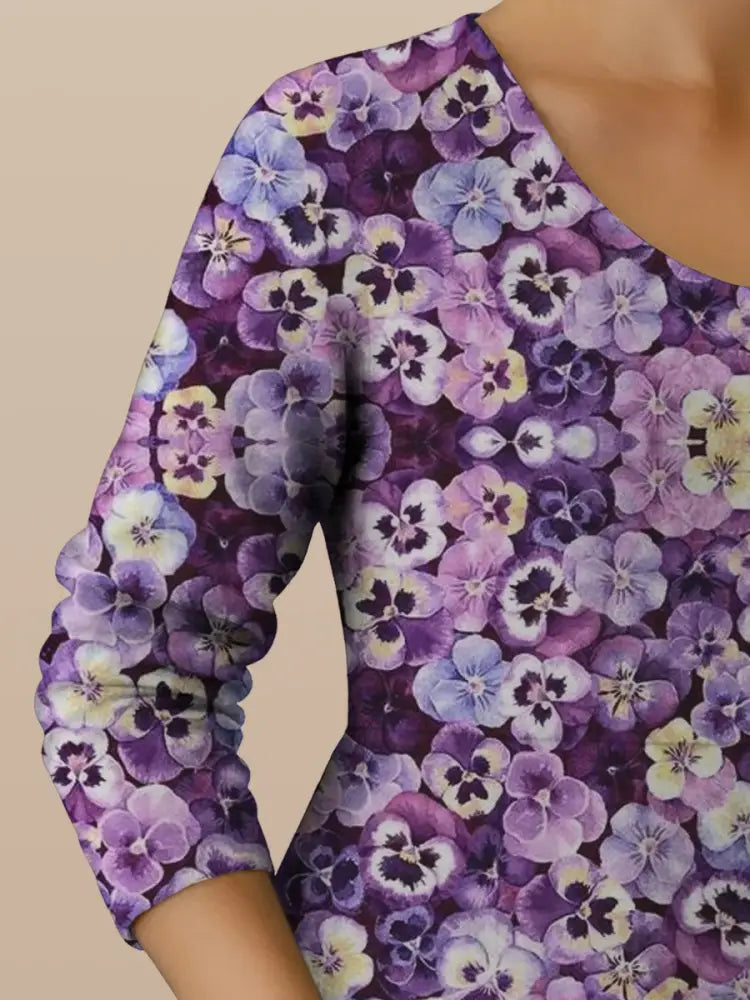 Women’s Purple Forget-Me-Not Print Alzheimer’s Awareness Support Dress