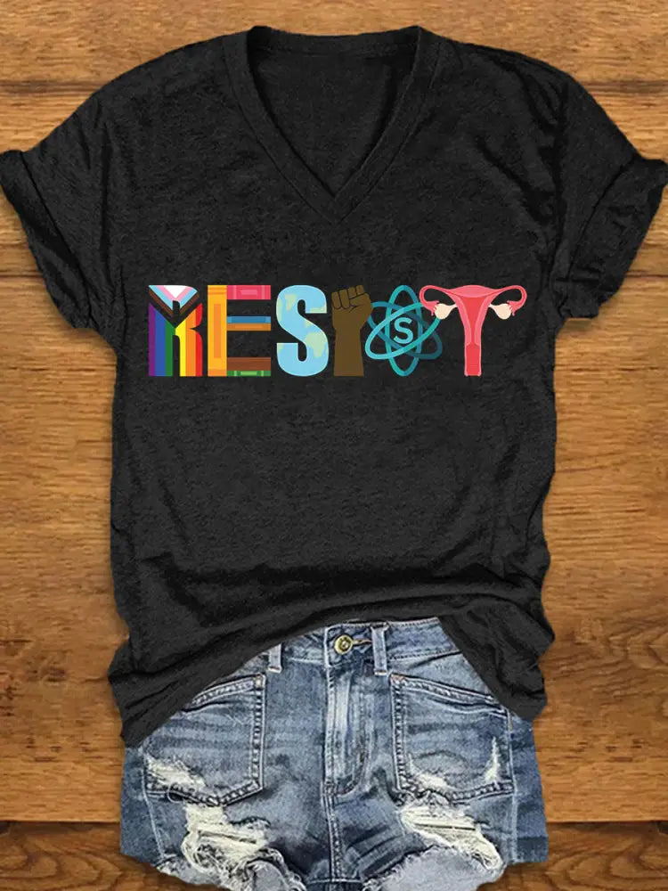 Women’s resist printed T-shirt Black / S