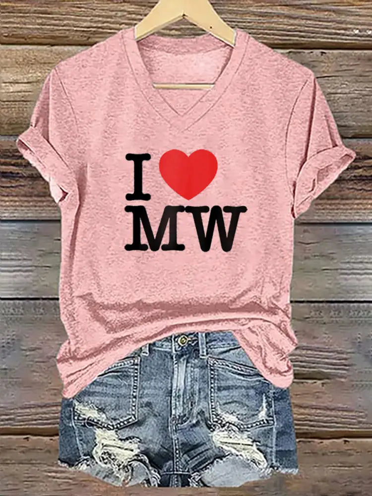 Women’s Wallen I Love MW Printed Short Sleeve T-Shirt Pink / M