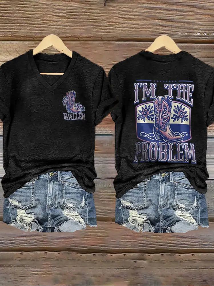 Women’s Wallen I’m The Problem Printed Short Sleeve T-Shirt Black / S