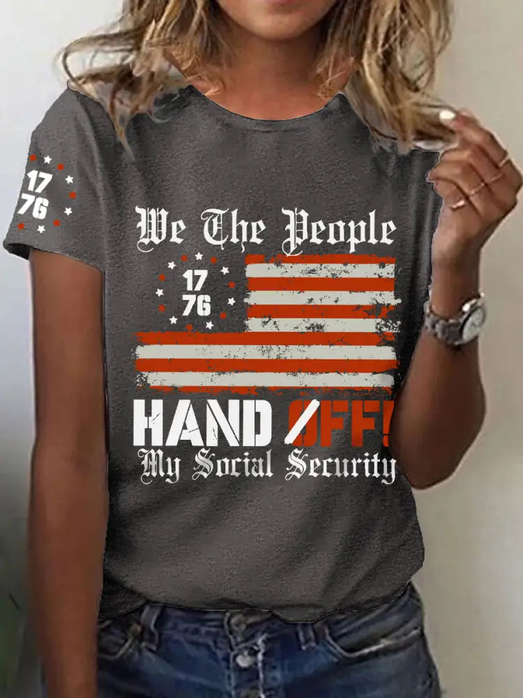 Women’s we the people my social security hand off T-shirt Dark Gray / S