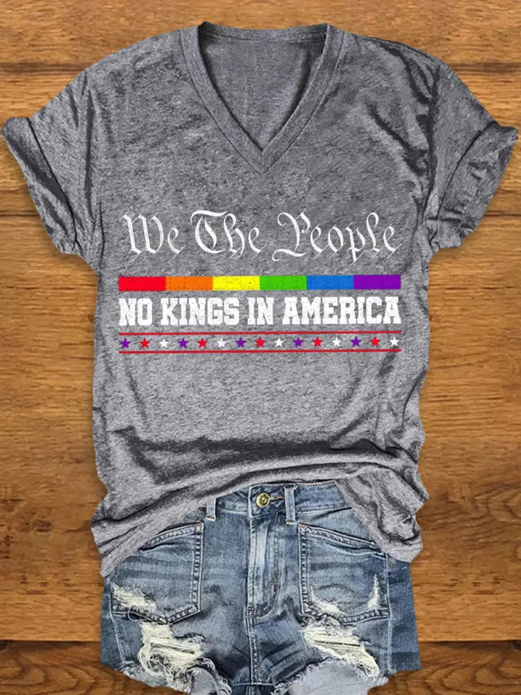 Women’s We The People No Kings in America T-shirt Light Gray / S