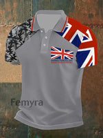 Men’s Armed Forces Day Printed Button T-Shirt Gray / S