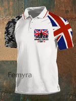 Men’s Armed Forces Day Printed Button T-Shirt White / S