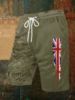 Mens Camouflage Union Jack Casual Pants Army Green / S