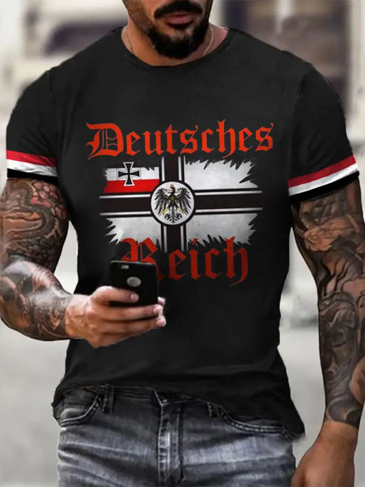 Men’s Deutsches Reich Printed Short Sleeve T-Shirt Black / S
