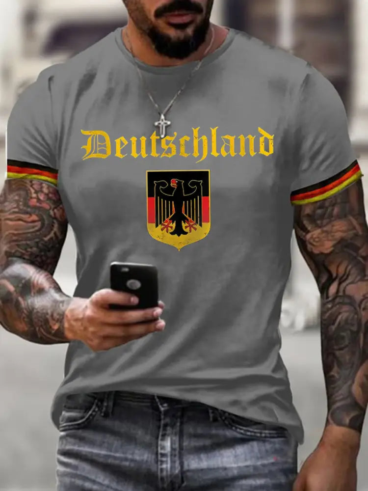 Men’s Deutschland Printed Short Sleeve T-Shirt Gray / S