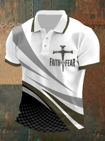 Men’s Faith Over Fear Cross Faith Casual Polo Army Green / S