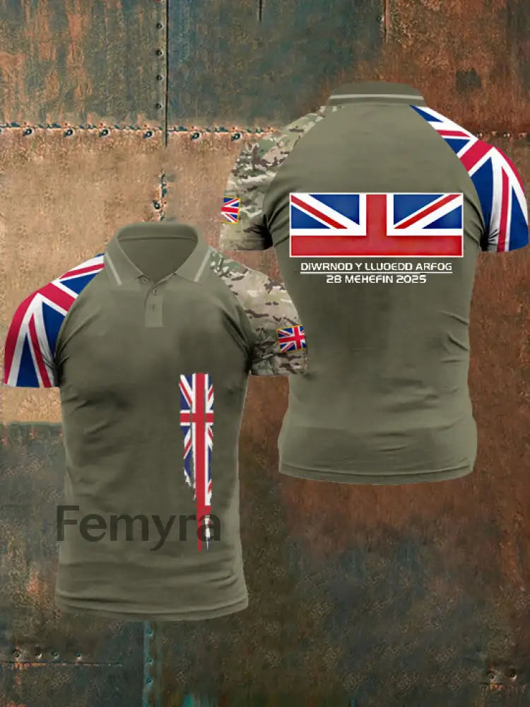 Men’s Flag Print Top Army Green / S