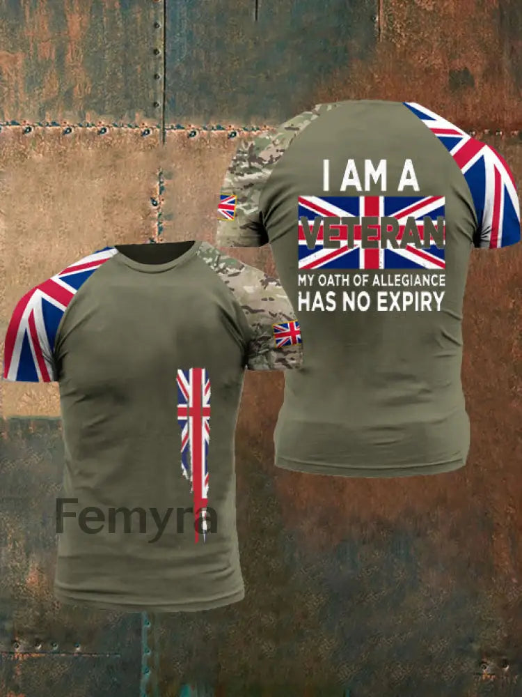 Men’s Flag Print Top Army Green / S