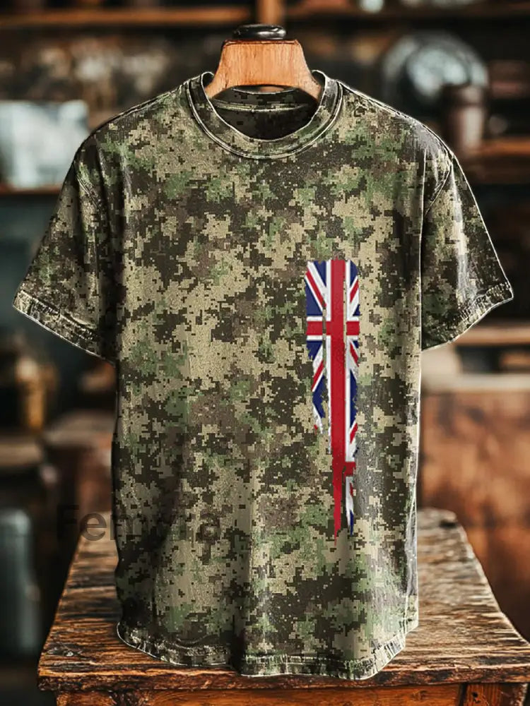 Men’s Flag Print Top Army Green / S