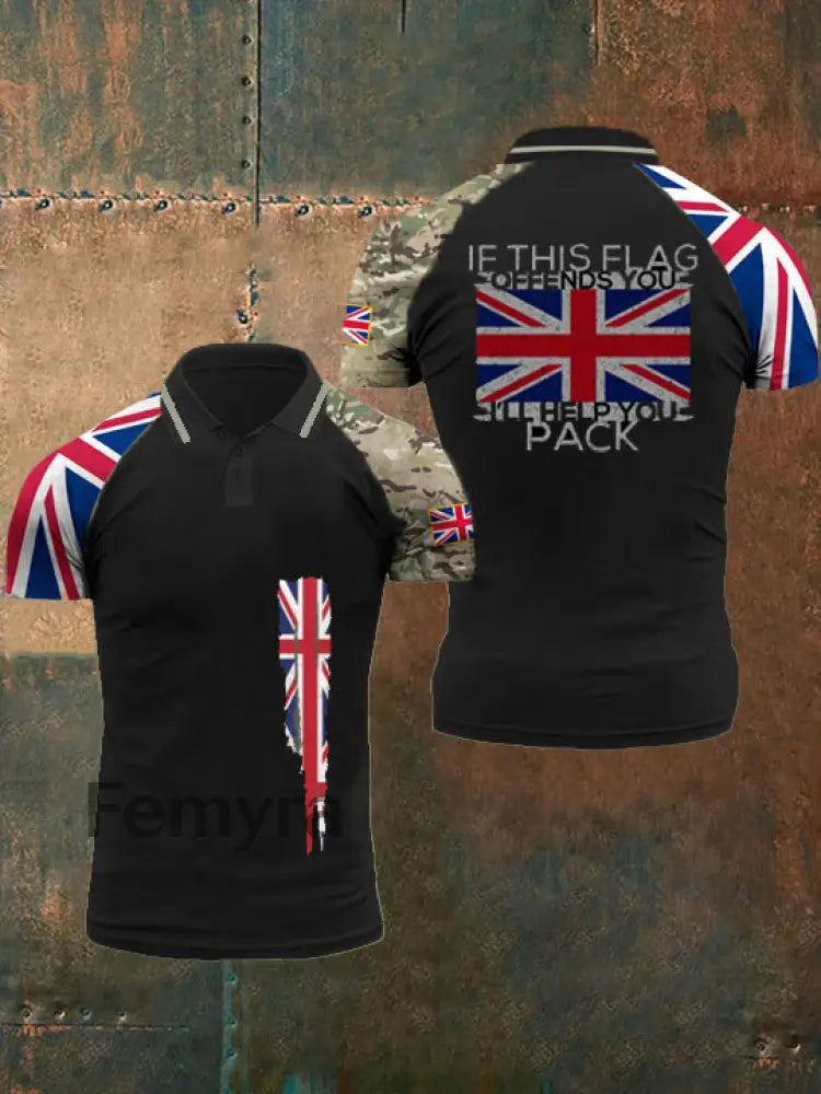 Men’s Flag Print Top Black / S