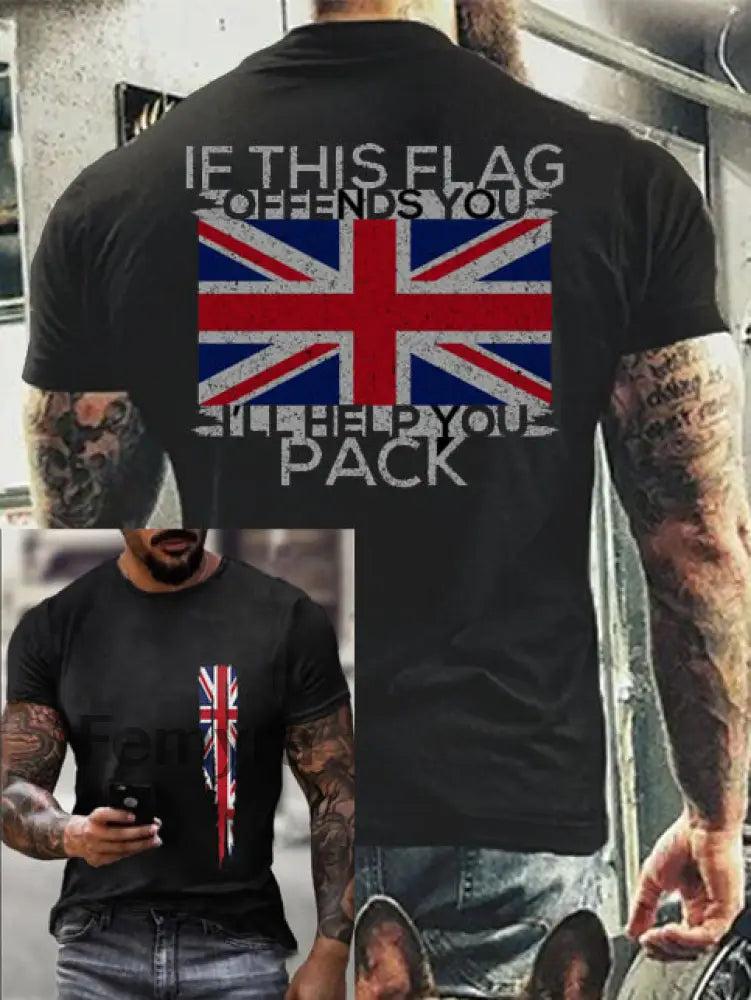 Men’s Flag Print Top Black / S