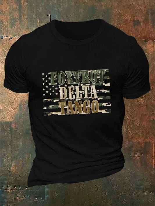Men’s Foxtrot Delta Tango Printed Casual T-Shirt Black / M