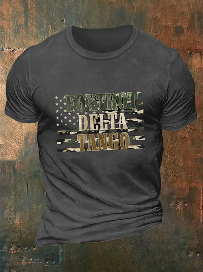 Men’s Foxtrot Delta Tango Printed Casual T-Shirt Dark Gray / M