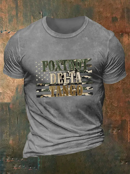 Men’s Foxtrot Delta Tango Printed Casual T-Shirt Light Gray / M