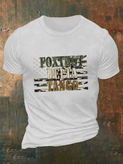 Men’s Foxtrot Delta Tango Printed Casual T-Shirt White / M