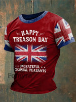 Men’s Funny Happy Treason Day Printed T-shirt Red / S
