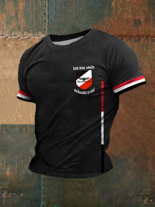 Men’s Ich bin stolz ein Deutscher zu sein Printed Short Sleeve T-Shirt Black / S