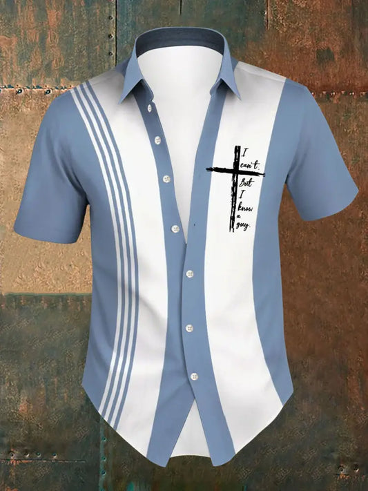Men’s I Can’t But I Know A Guy Print Shirt Blue / S