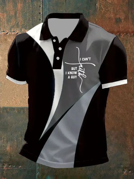 Men’s I Can’t But I Know A Guy Printed Polo Shirt Black / S