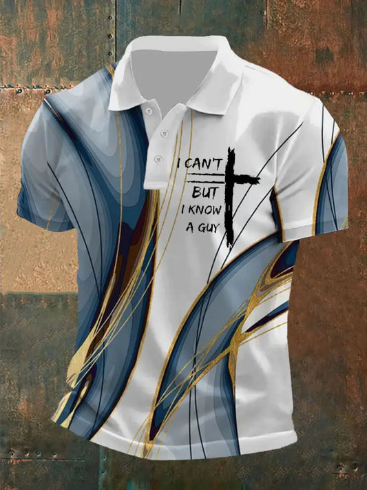 Men’s I Can’t But I Know A Guy Printed Polo Shirt Blue / S