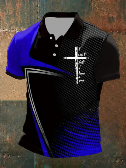 Men’s I Can’t But I Know A Guy Printed Polo Shirt Blue / S