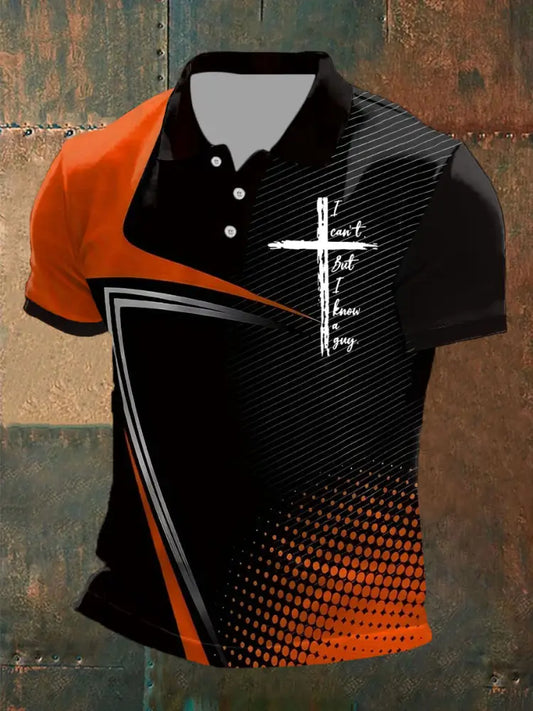 Men’s I Can’t But I Know A Guy Printed Polo Shirt Orange / S