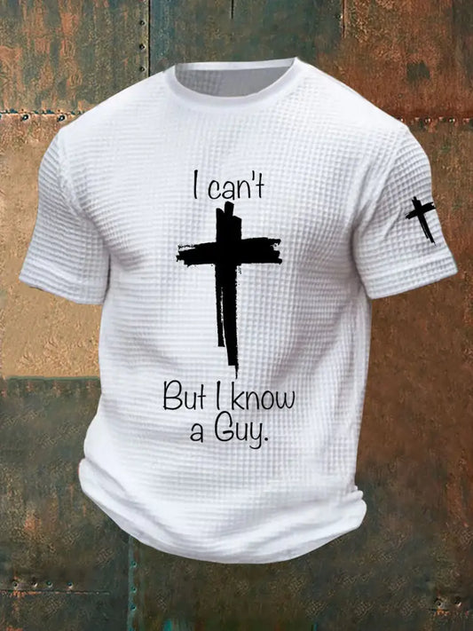 Men’s I Can’t But I Know A Guy Waffle Print T-shirt White / S