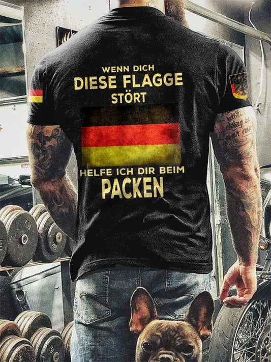 Men’s Wenn dich diese flagge stört helfe ich dir beim packen Printed Short Sleeve T-Shirt Black / S
