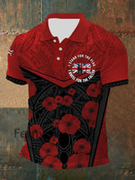 Men’s Kneel For The Fallen Printed Button T-Shirt Red / S