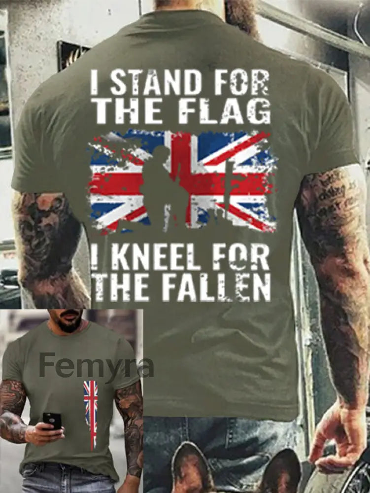 Men’s Kneel For The Fallen T Shirt Army Green / S