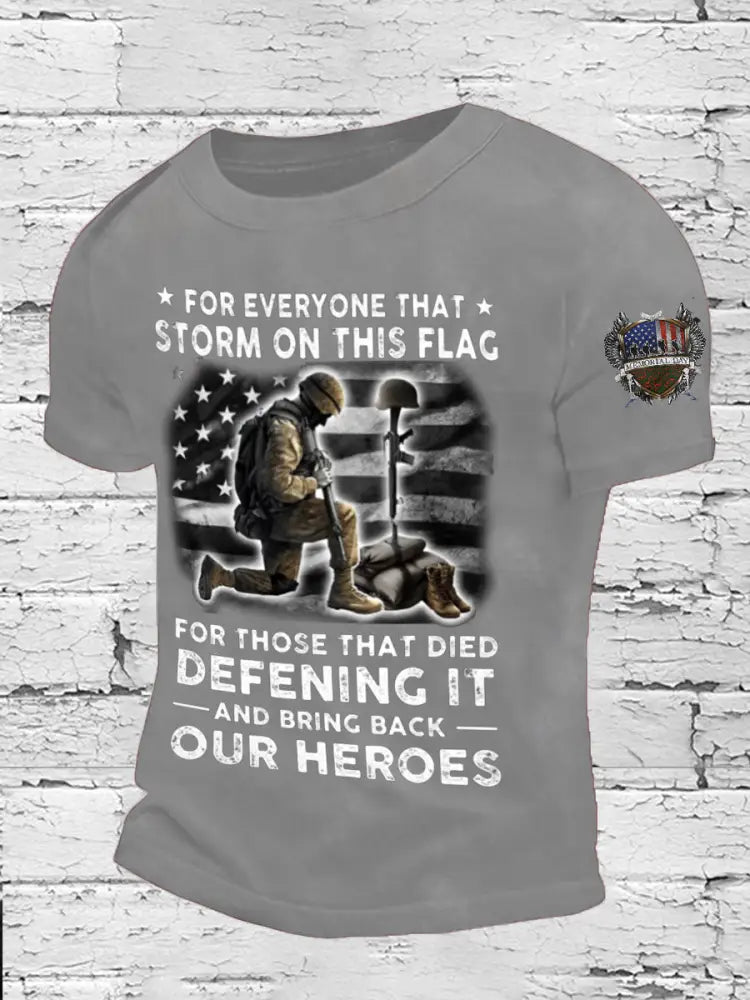 Men’s Memorial Day Veteran Bring Back Our Heros Printed T-shirt Light Gray / S
