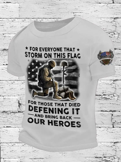 Men’s Memorial Day Veteran Remember Our Heros Printed T-shirt White / S
