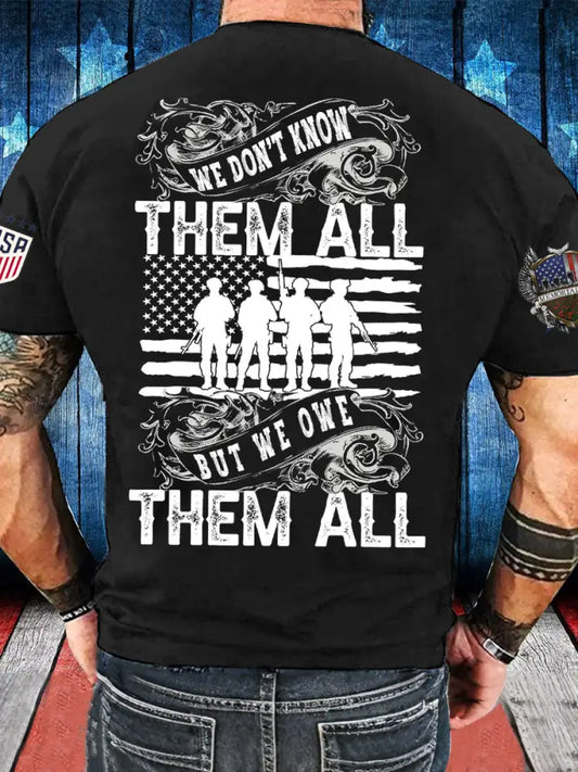 Men’s Memorial Day Veteran We Owe Them All Printed T-shirt Black / S
