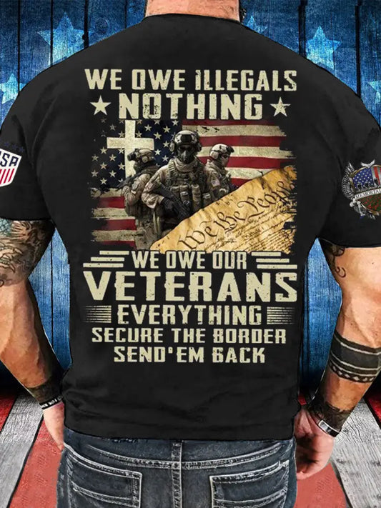 Men’s Memorial Day Veteran We Owe Them All Printed T-shirt Black / S