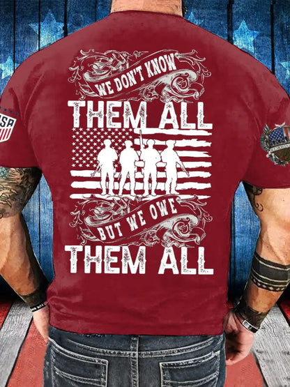 Men’s Memorial Day Veteran We Owe Them All Printed T-shirt Red / S