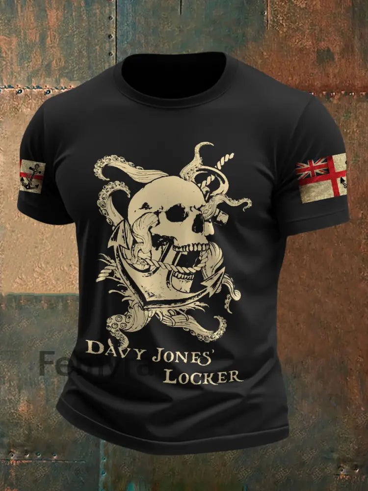 Men’s Royal Navy Veteran Davy Jones’ Locker Printed T-shirt Black / S