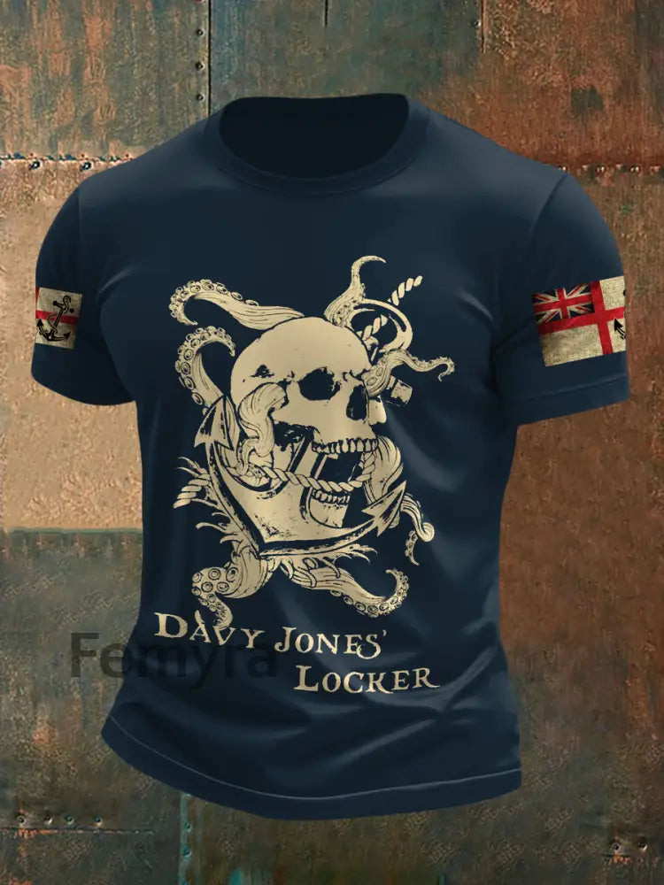 Men’s Royal Navy Veteran Davy Jones’ Locker Printed T-shirt Navy Blue / S