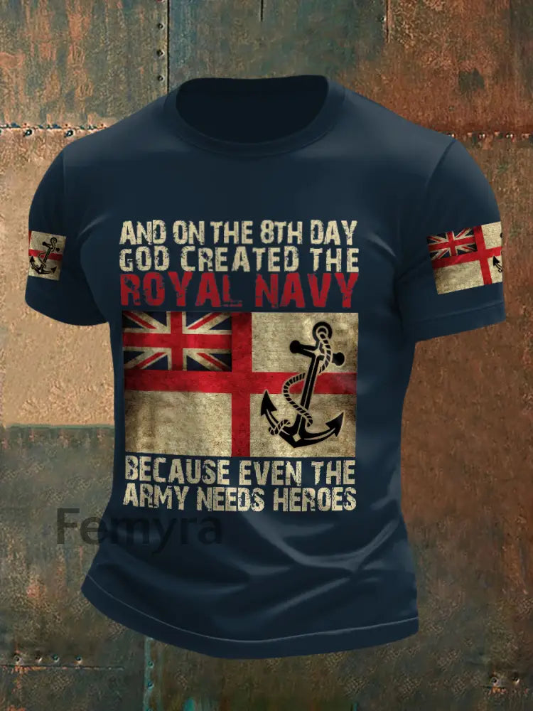 Men’s Royal Navy Veteran On The 8th Day Printed T-shirt Navy Blue / S