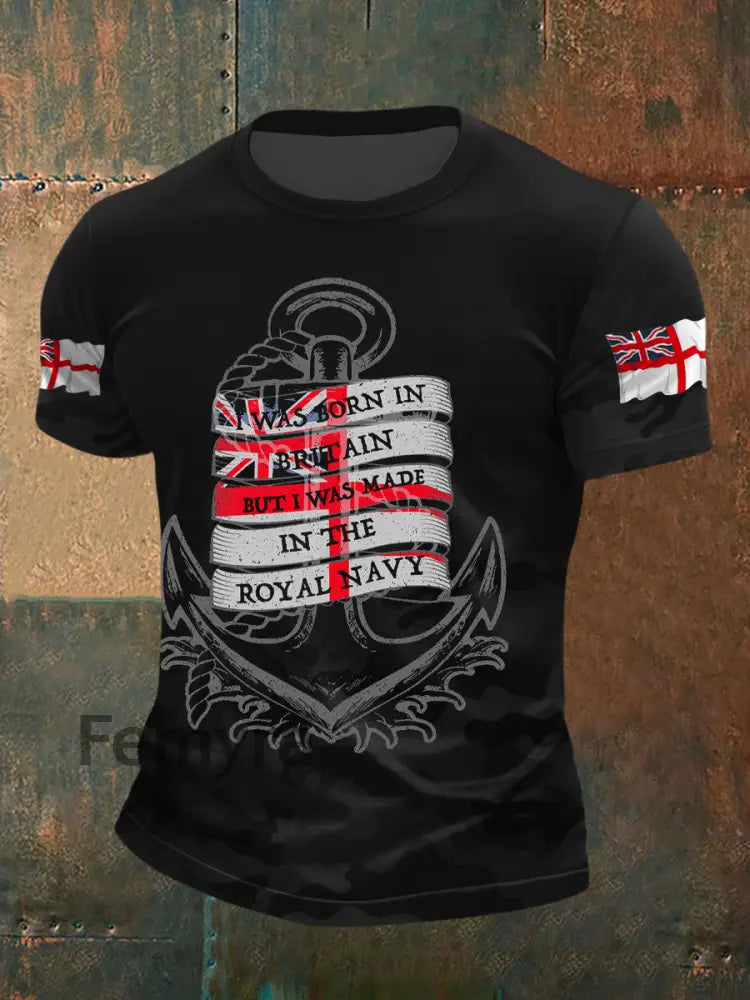 Men’s Royal Navy Veteran Printed T-shirt Black / S