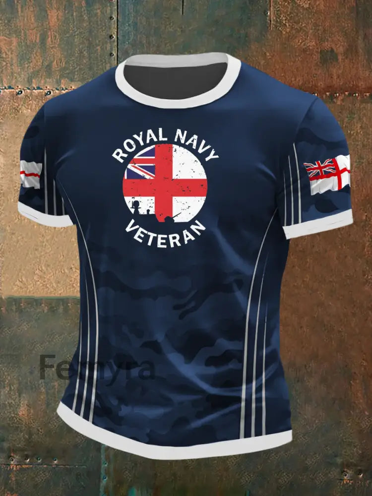 Men’s Royal Navy Veteran Printed T-shirt Navy Blue / S