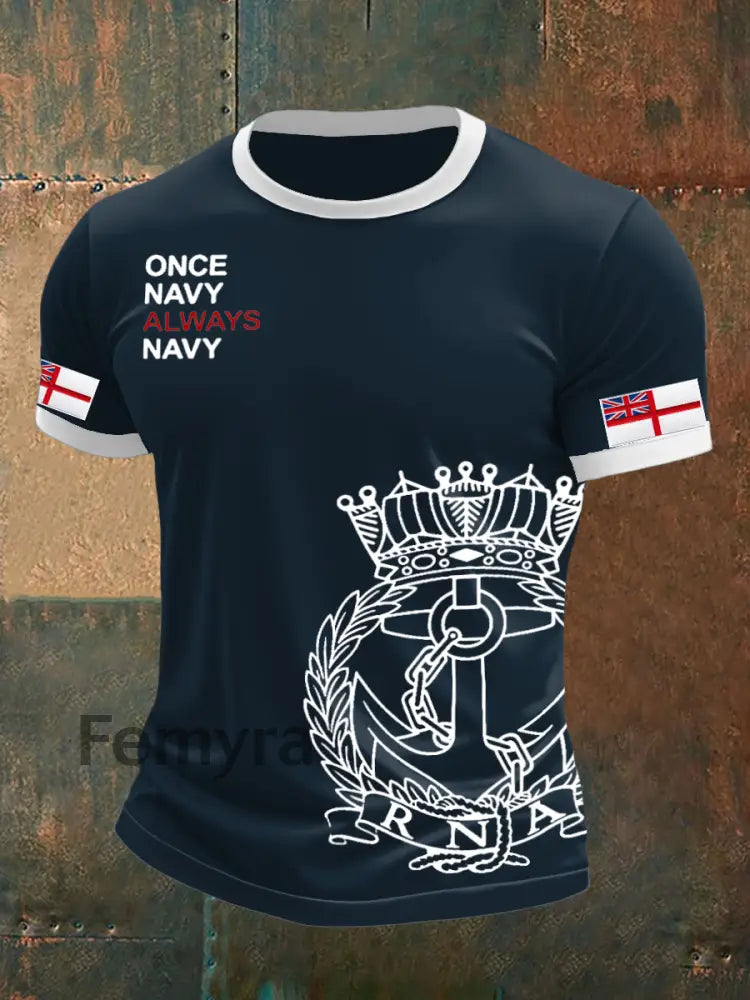 Men’s Royal Navy Veteran Printed T-shirt Navy Blue / S
