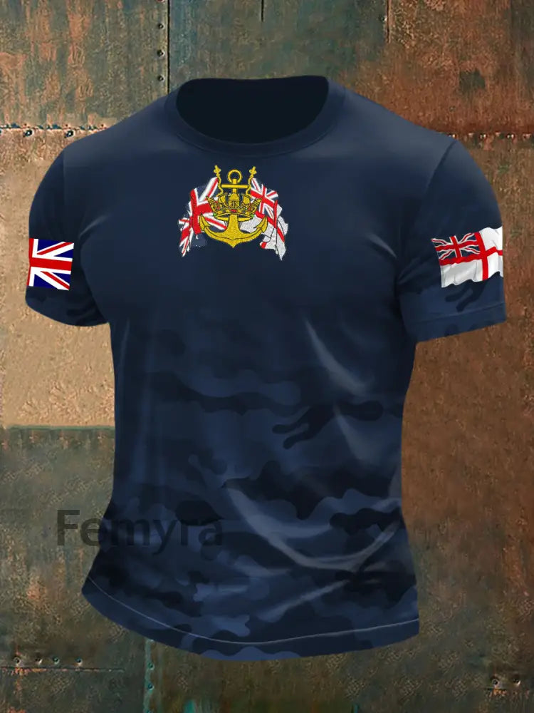 Men’s Royal Navy Veteran Printed T-shirt Navy Blue / S