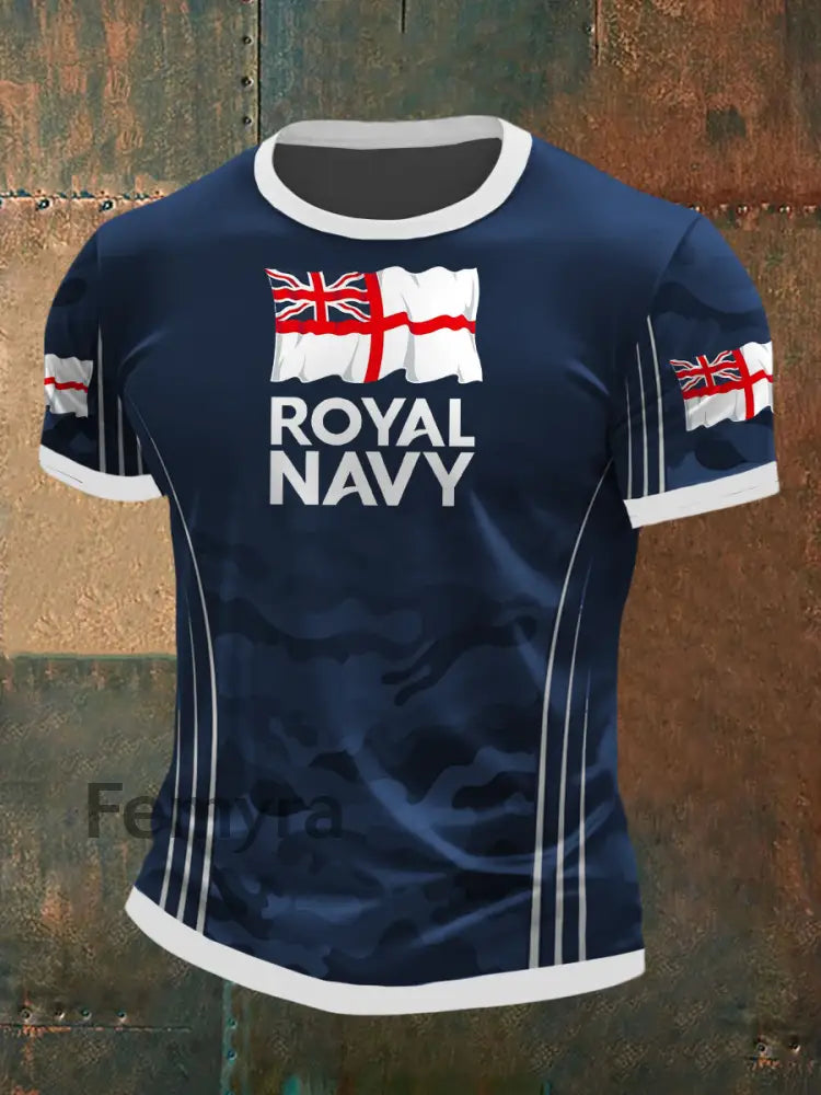 Men’s Royal Navy Veteran Printed T-shirt Navy Blue / S