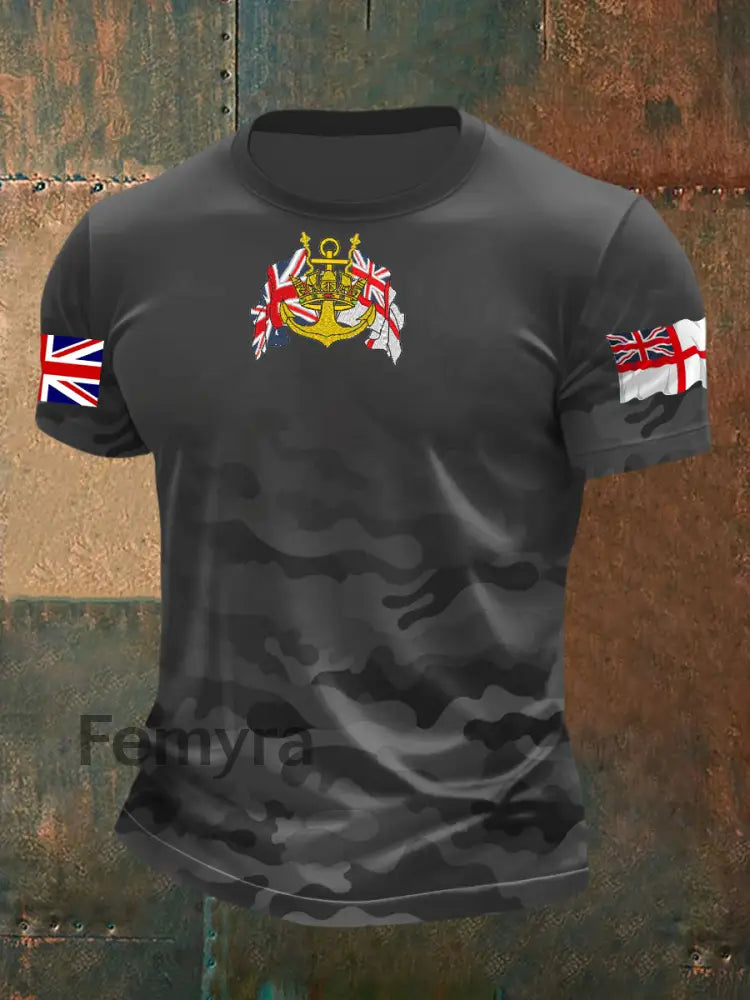 Men’s Royal Navy Veteran Printed T-shirt Gray / S