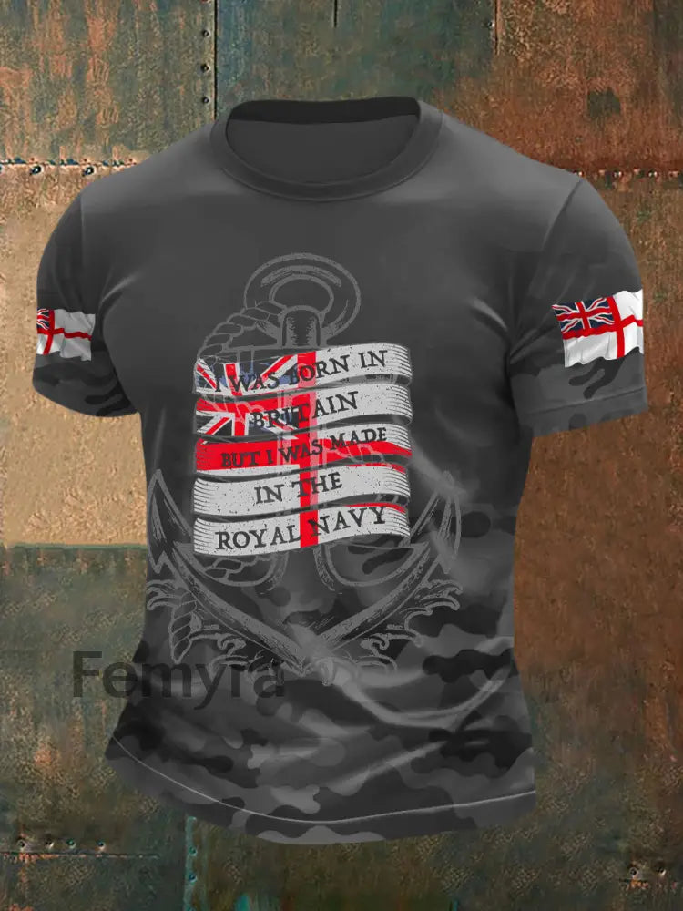 Men’s Royal Navy Veteran Printed T-shirt Gray / S